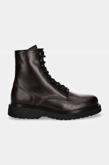 Кожаные ботинки Calvin Klein LACE UP BOOT W/ ZIP LTH мужские цвет коричневый HM0HM01575 Кожаные ботинки Calvin Klein LACE UP BOOT W/ ZIP LTH мужские цвет коричневый HM0HM01575