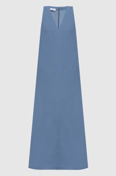 Голубое платье с льном