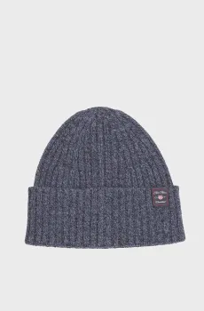 Мужская синяя шерстяная шапка WOOL BLEND MOULINE BEANIE Синий ONESIZE Gant 9910045