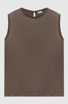 Коричневый топ из шелка с блестящей текстурой