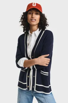 Женский темно-синий кардиган CONTRAST KNIT Синий L Gant 4805340
