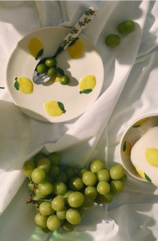 Керамічна тарілка з лимонним мотивом - жовтий