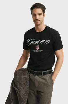 Мужская черная футболка GRAPHIC Черный L Gant 2003370