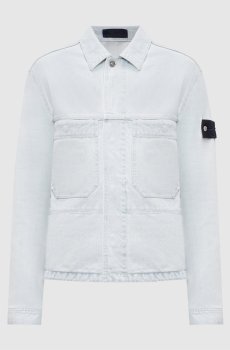 Голубая джинсовая куртка с патчем логотипа