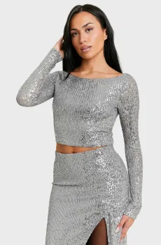 Женский серебристый лонгслив Серебряный S Tally Weijl STSPEGODESS