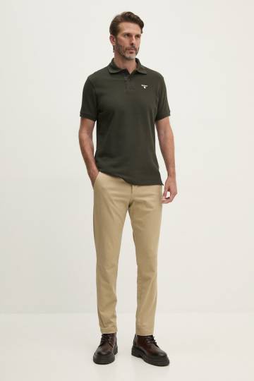 Хлопковое поло Barbour Tartan Pique Polo цвет зелёный с аппликацией MML0012 Хлопковое поло Barbour Tartan Pique Polo цвет зелёный с аппликацией MML0012