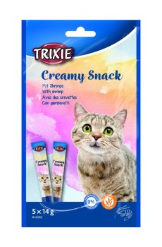 Лакомство для кошек Trixie Creamy Snacks с тунцом и креветками, 5*14 г