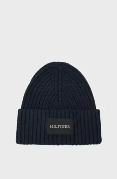 Мужская темно-синяя шапка TH MONOTYPE PATCH COTTON BEANIE Синий ONESIZE Tommy Hilfiger AM0AM12752