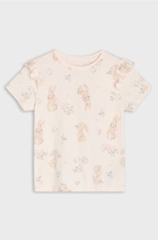 Футболка з коротким рукавом з рюшами та мотивом зайчиків - рожевий