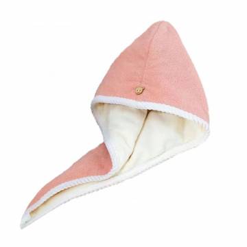 Полотенце-тюрбан для сушки волос Cosmo Shop двустороннее, 60*26 см, розово-бежевое, 1 шт (CS11048RB)