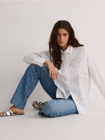 Reserved - LADIES` SHIRT - білий - 9628B-00X