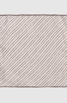 Бежевый платок-паше из шелка в полоску