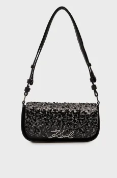 Женская черная кожаная сумка herringbone Черный ONESIZE Karl Lagerfeld A4W30040