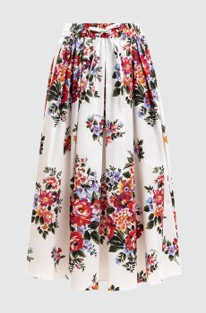 Белая юбка миди в принт