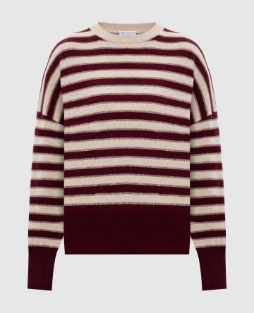 Бордовый джемпер из кашемира в полоску Бордовый джемпер из кашемира в полоску