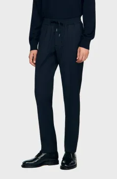 Мужские темно-синие шерстяные брюки Синий 38 Sandro SHPPA01144_Navy Blue