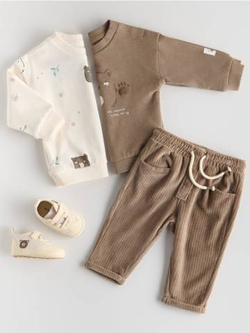 Reserved - Штани із вязкою - кавовий - 440CJ-84X