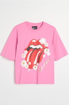 Бавовняна футболка з принтом The Rolling Stones - бегонія