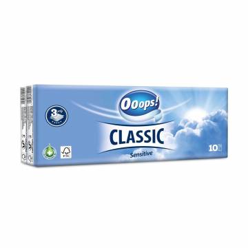 Салфетки бумажные Ooops! Classic Sensitive 3-слойные, 10*10 шт Салфетки бумажные Ooops! Classic Sensitive 3-слойные, 10*10 шт