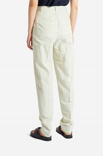 Брюки с примесью льна Wood Wood Courtney Mini Stripe Trousers цвет зелёный прямые высокая посадка 12211600.5291-PASTELG Брюки с примесью льна Wood Wood Courtney Mini Stripe Trousers цвет зелёный прямые высокая посадка 12211600.5291-PASTELG