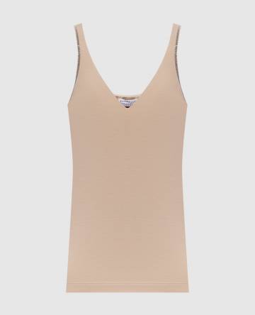 Бежевый топ с цепочкой мониль