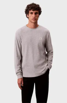 Мужской серый лонгслив WAFFLE BADGE CREWNK Серый XL Calvin Klein Jeans LV040EM217