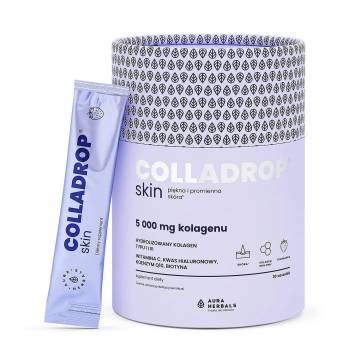 Коллаген Aura Herbals Colladrop Skin Collagen 5000 мг, со вкусом клубники, в порошке, 30 шт Коллаген Aura Herbals Colladrop Skin Collagen 5000 мг, со вкусом клубники, в порошке, 30 шт