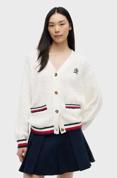 Женский белый кардиган RWB TIPPING OVS CARDIGAN Белый L Tommy Jeans DW0DW22934