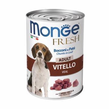 Влажный корм для собак Monge Fresh Adult со вкусом телятины, 400 г Влажный корм для собак Monge Fresh Adult со вкусом телятины, 400 г