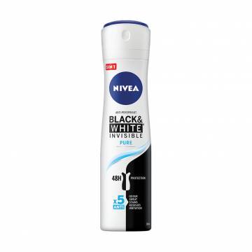 Антиперспирант-спрей NIVEA Pure Черное и белое, невидимый, женский, 150 мл Антиперспирант-спрей NIVEA Pure Черное и белое, невидимый, женский, 150 мл