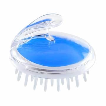 Щетка-массажер для кожи головы Cosmo Shop силиконовая, овальная с ручкой, синяя, 1 шт (CS040B)