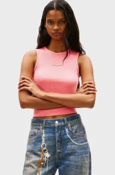 Женская розовая майка LABEL Розовый M Tommy Jeans DW0DW22282