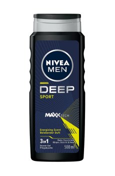 Мужской гель для душа 3 в 1 для тела, лица и волос NIVEA MEN Deep Sport Maxxtech Shower Gel, 500 мл