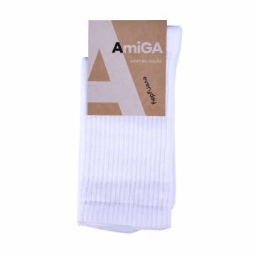 Носки женские AmiGA высокие, спорт, белые, размер 23-25 Носки женские AmiGA высокие, спорт, белые, размер 23-25