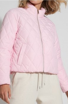 Стьобана куртка з високим коміром - пастельний рожевий