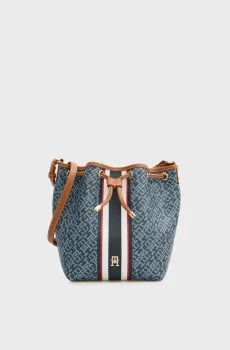 Женская темно-синяя сумка с узором MONOPLAY BUCKET Синий ONESIZE Tommy Hilfiger AW0AW18392
