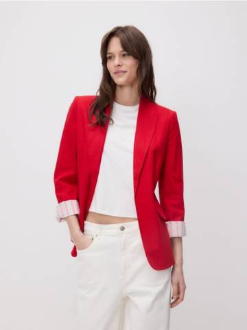 Reserved - Лляний піджак - червоний - YS761-33X