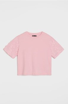 Бавовняна блузка з вишивкою - рожевий