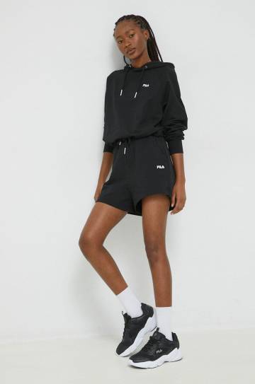 Кофта Fila женская цвет чёрный с капюшоном однотонная Кофта Fila женская цвет чёрный с капюшоном однотонная