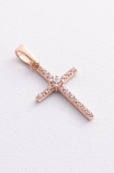 Крестик в красном золоте (фианиты) п04021