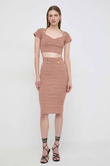 Блузка Pinko женская цвет коричневый с аппликацией Блузка Pinko женская цвет коричневый с аппликацией