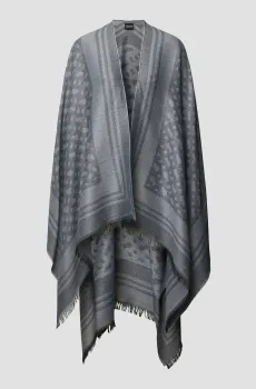 Женское серое пончо с узором Серый ONESIZE BOSS 50521516;001