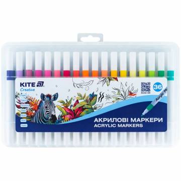 Набір маркерів Kite Creative акрилових 36 кольорів (K-1158) Набір маркерів Kite Creative акрилових 36 кольорів (K-1158)