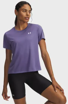 Женская сиреневая футболка UA Tech WM Tape SS-PPL Сиреневый S Under Armour 6003915-520