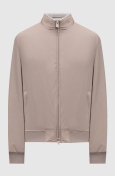 Бежевая куртка с вышивкой логотипа