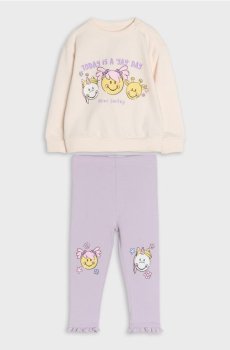 Комплект зі світшоту й легінсів Mini Smiley - кремовий