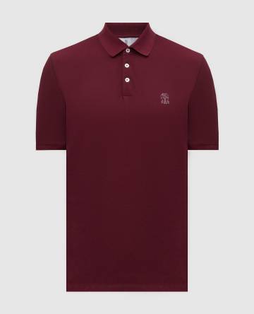 Бордовое поло с принтом эмблемы