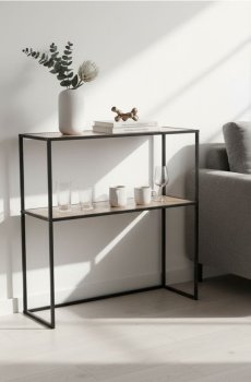 Консольний столик з полицею - бежевий