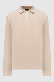 Бежевое поло из шелка с монограммой