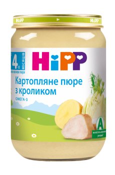 Детское мясо-овощное пюре HiPP Картофельное пюре с кроликом, с 4 месяцев, 190 г